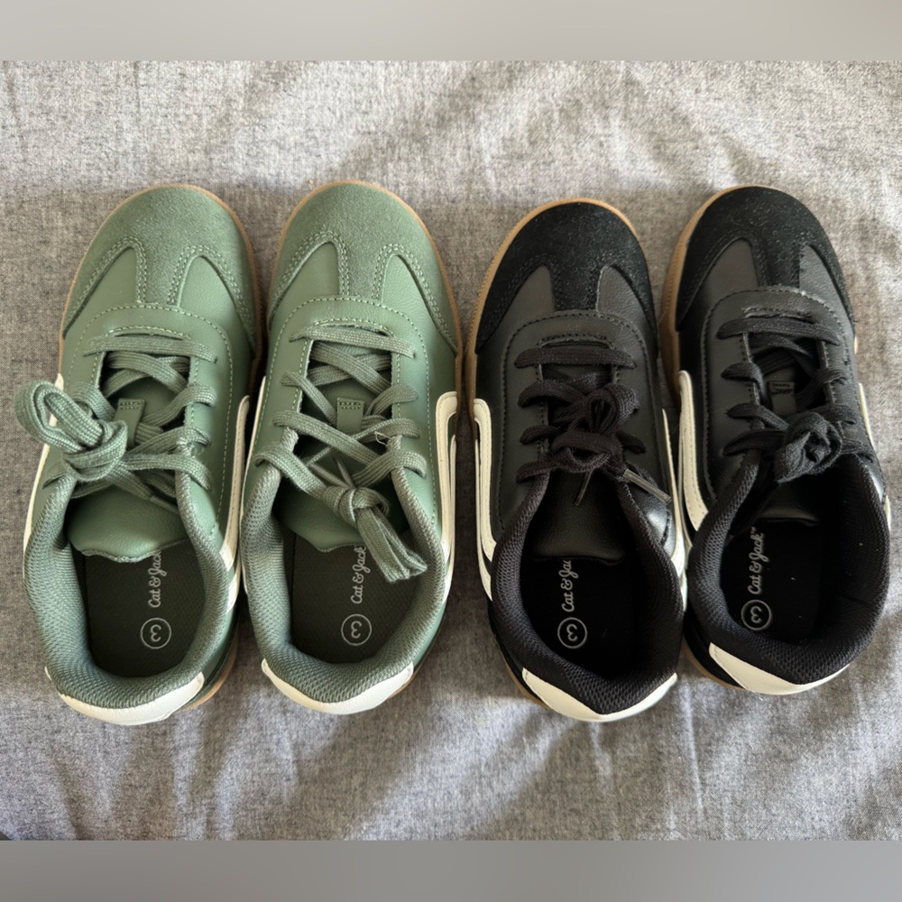 Cat & Jack Olive and Black Sneakers (2 pairs)
